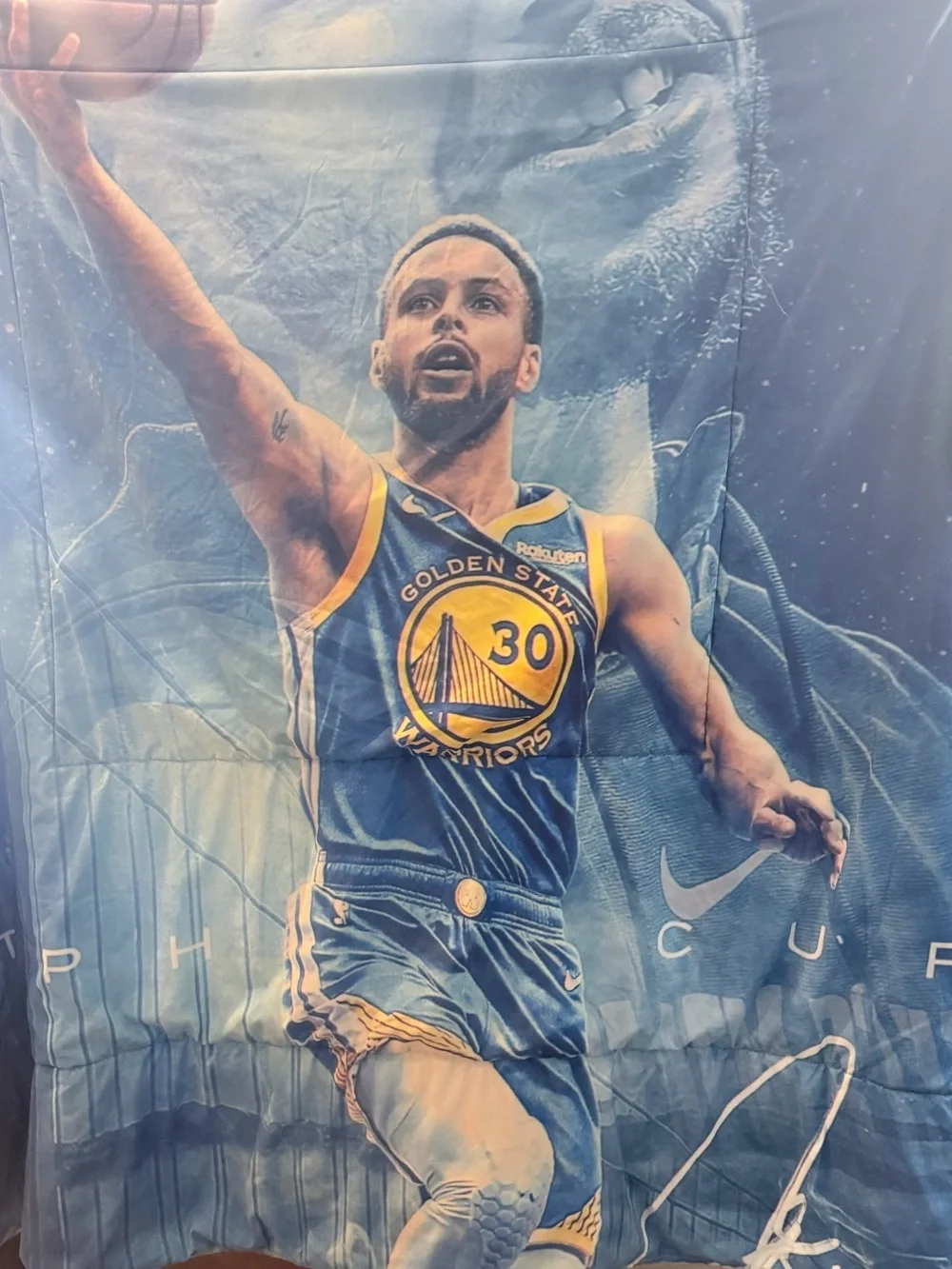 Stephen Curry Golden State Warriors Blue & Yellow Basketball Poster/Throw